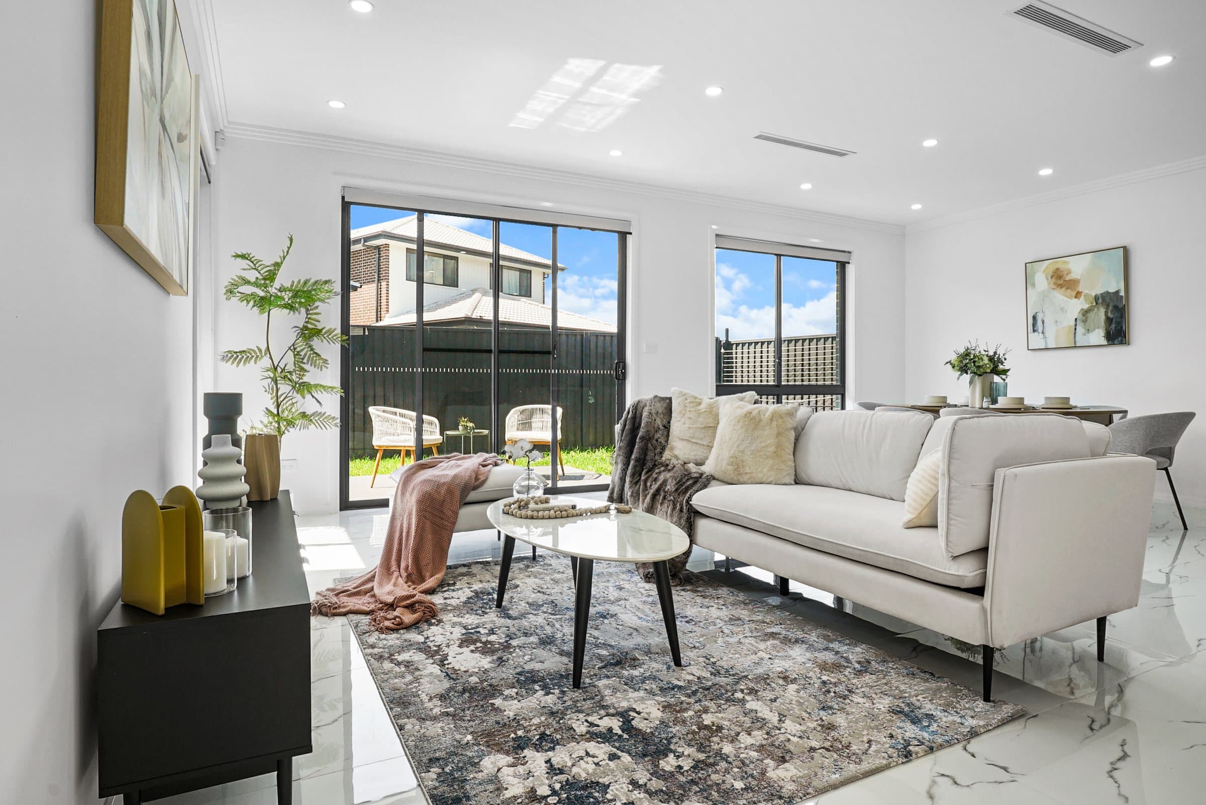 Bright residential interior photographed by Bluebird Lens