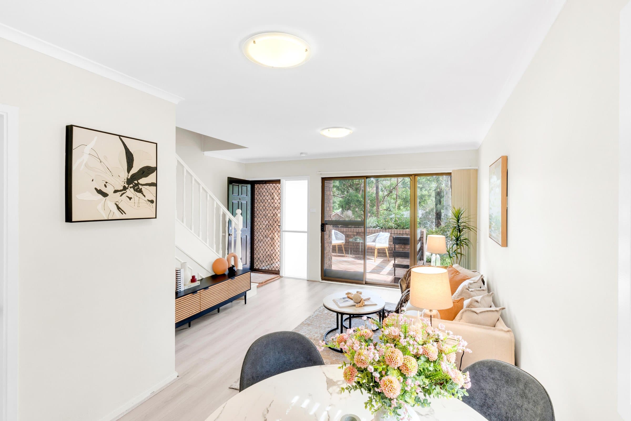 Light-filled living room photographed for a Pune property listing
